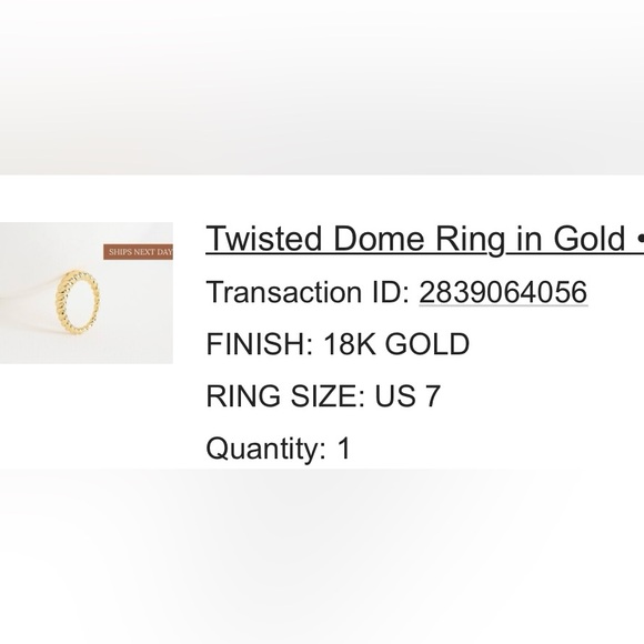 18K Gold plated Dome Twist Ring - size 7 - Picture 4 of 4